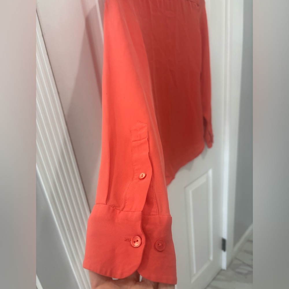THEORY Classic orange silk shirt, Size: P/TP - Picture 2 of 8